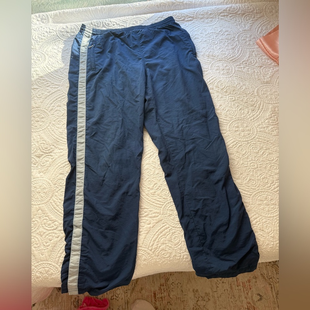 Abercrombie & Fitch Navy Track Pants with Gray Stripe